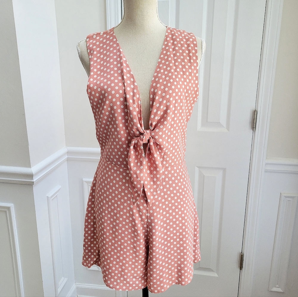 Privacy Please‎ Revolve Front Cutout Polka Dot Sleeveless Shorts Romper